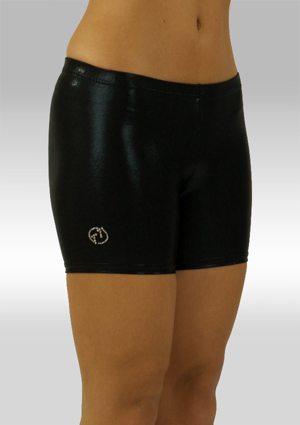 Legging kurz Schwarz Wetlook W756zw